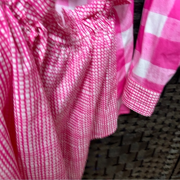 Solid & Stripes pink plaid tshirt dress with back cutout button up cotton - Picture 5 of 7